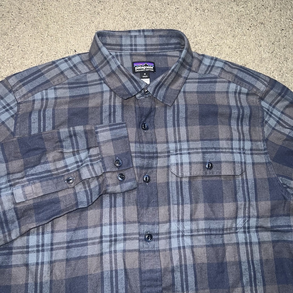 Patagonia Organic Cotton Shirt Mens M Plaid Fjord Flannel‎ Button-Up LS